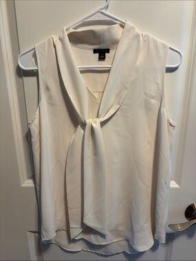 Ann Taylor Cream Sleeveless Tie-Neck Camisole Blouse